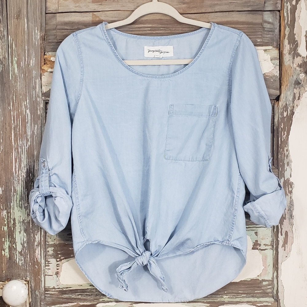 Young Hearts Run Free Chambray Top Small